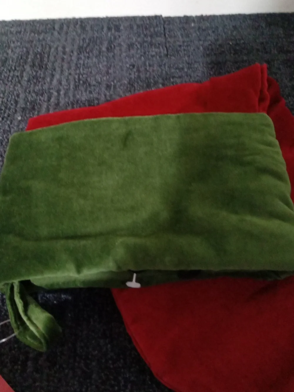 Pottery Barn Green and Red Velvet Holiday Stocking